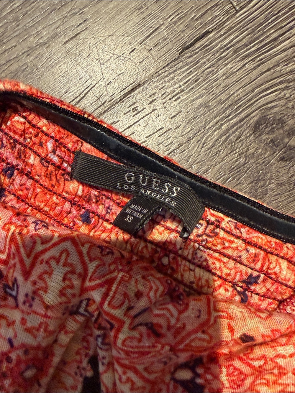 Vintage Guess Strapless Boho Maxi Dress in Coral Print - Picture 6 of 9